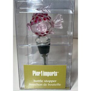 Glass Fish Bottle Stopper By Pier 1 Imports With Pink & Red Polka Dot Design